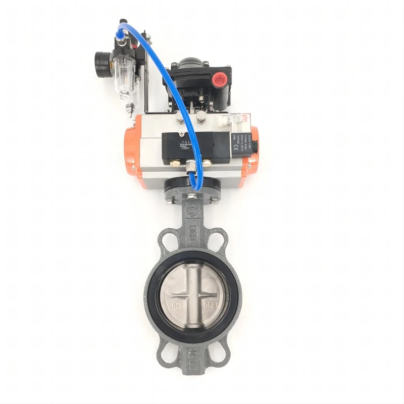 Pneumatic wafer type cast steel butterfly valve back Pneumatic wafer type cast steel butterfly valve back